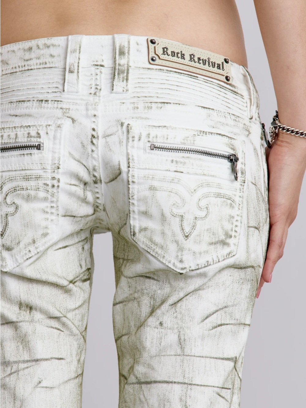 Rock Revival Kamil Super Low-Rise Moto Bootcut Jeans in Riot Frost - Picture 4 of 12